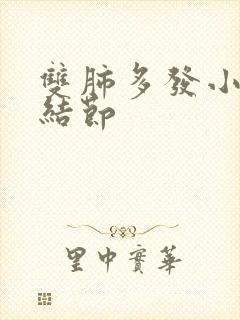 双肺多发小,微结节封面