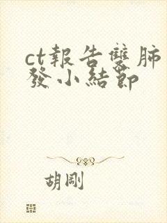 ct报告双肺多发小结节