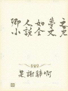 卿人如梦之类的小说全文免费阅读封面