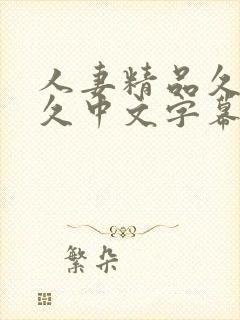 人妻精品久久久久中文字幕版