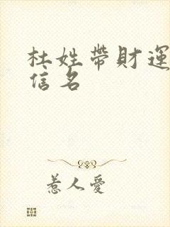 杜姓带财运的微信名