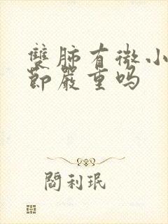 双肺有微小肺结节严重吗封面