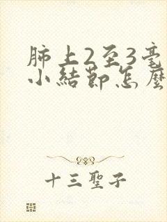 肺上2至3毫米小结节怎么办封面