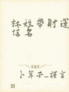 杜姓带财运的微信名