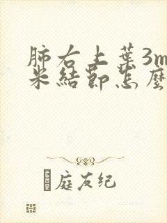 肺右上叶3mm米结节怎么治