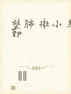 双肺 微小 结节