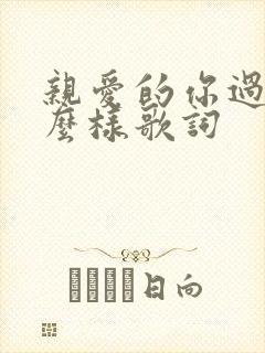 亲爱的你过得怎么样歌词