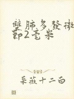 双肺多发微小结节2毫米