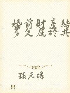 婚前财产结婚后多久属于共同财产