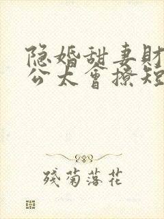 隐婚甜妻财阀老公太会撩短剧完整版封面