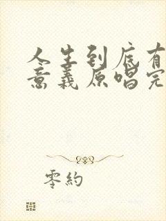 人生到底有什么意义原唱完整版