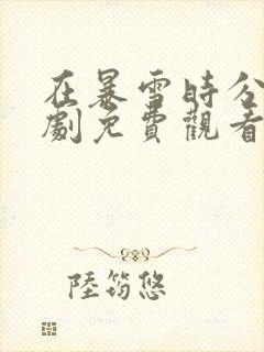 在暴雪时分电视剧免费观看完整版