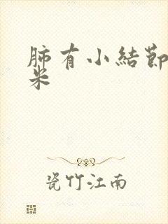 肺有小结节3毫米封面