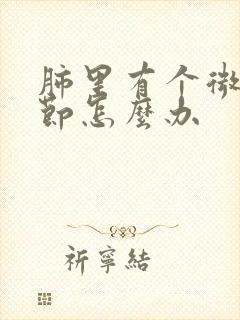 肺里有个微小结节怎么办封面