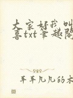 大家好我叫林小喜txt笔趣阁