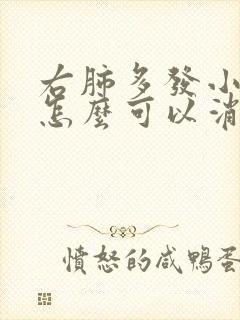 右肺多发小结节怎么可以消除