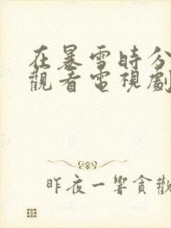 在暴雪时分免费观看电视剧完整版