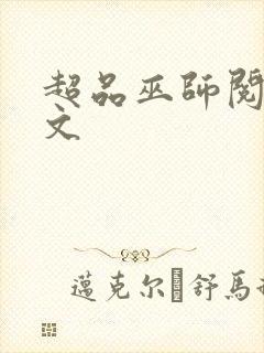 超品巫师阅读全文