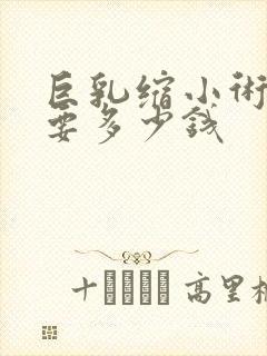 巨乳缩小术大概要多少钱