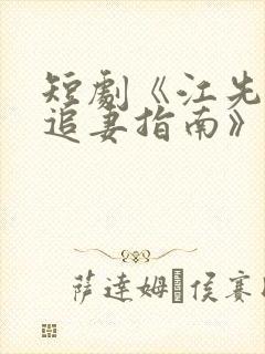 短剧《江先生的追妻指南》