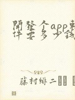 开发个app软件要多少钱