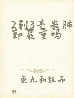 2到3毫米肺结节严重吗封面