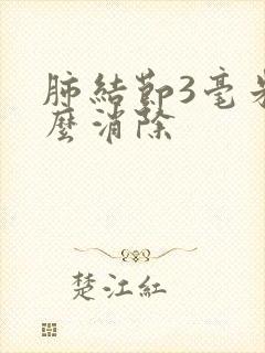 肺结节3毫米怎么消除