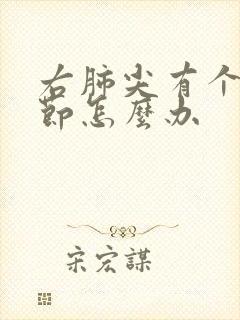 右肺尖有个小结节怎么办封面