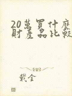 20万买什么理财产品比较好封面