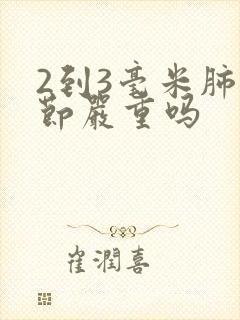 2到3毫米肺结节严重吗