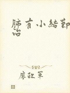 肺有小结节中医治