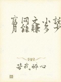 写网文小说一个月能赚多少钱