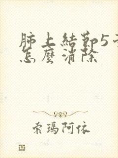 肺上结节5毫米怎么消除