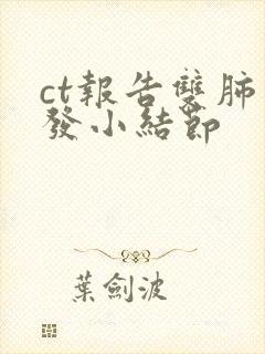 ct报告双肺多发小结节