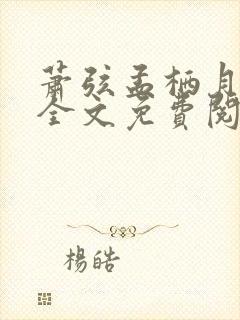 萧弦孟栖月小说全文免费阅读