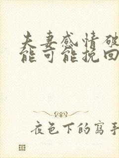 夫妻感情破裂还能可能挽回么封面