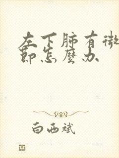 左下肺有微小结节怎么办封面