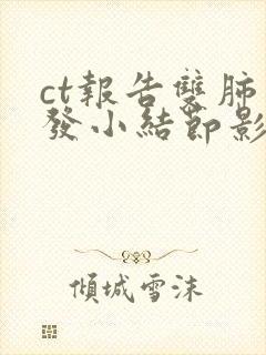 ct报告双肺多发小结节影