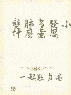 双肺多发小结节什么意思