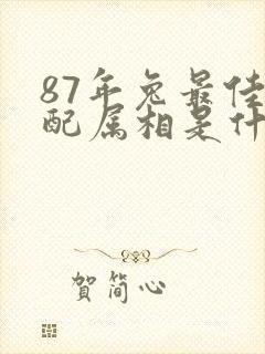 87年兔最佳婚配属相是什么