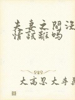 夫妻之间没了感情该离吗封面