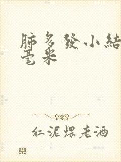 肺多发小结节3毫米封面