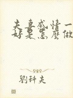 夫妻感情一直很好是怎么做到的封面