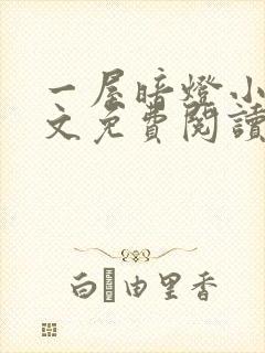 一屋暗灯小说全文免费阅读