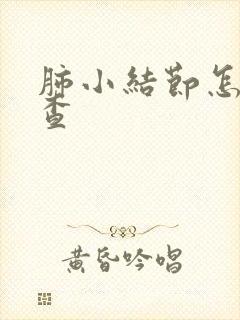 肺小结节怎么检查