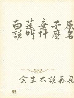 白莲弃子原著小说叫什么名字