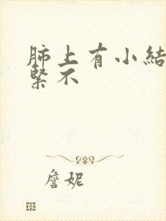 肺上有小结节要紧不