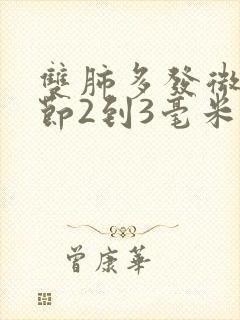 双肺多发微小结节2到3毫米封面