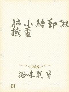 肺小结节做什么检查