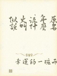 似火流年原著小说叫什么名字